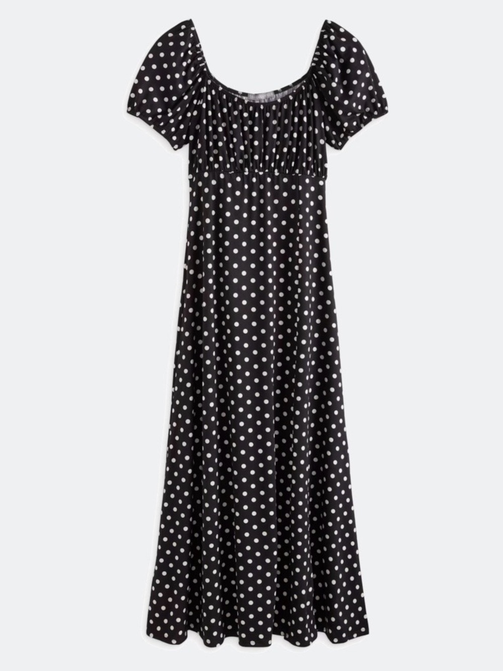 NWT Loveappella Black White Polka Dot Puff Sleeve Maxi Dress XL